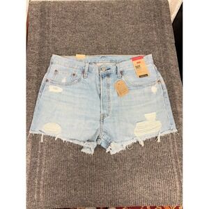 Levi's 501 Original High Rise Distressed Denim Shorts Size 32